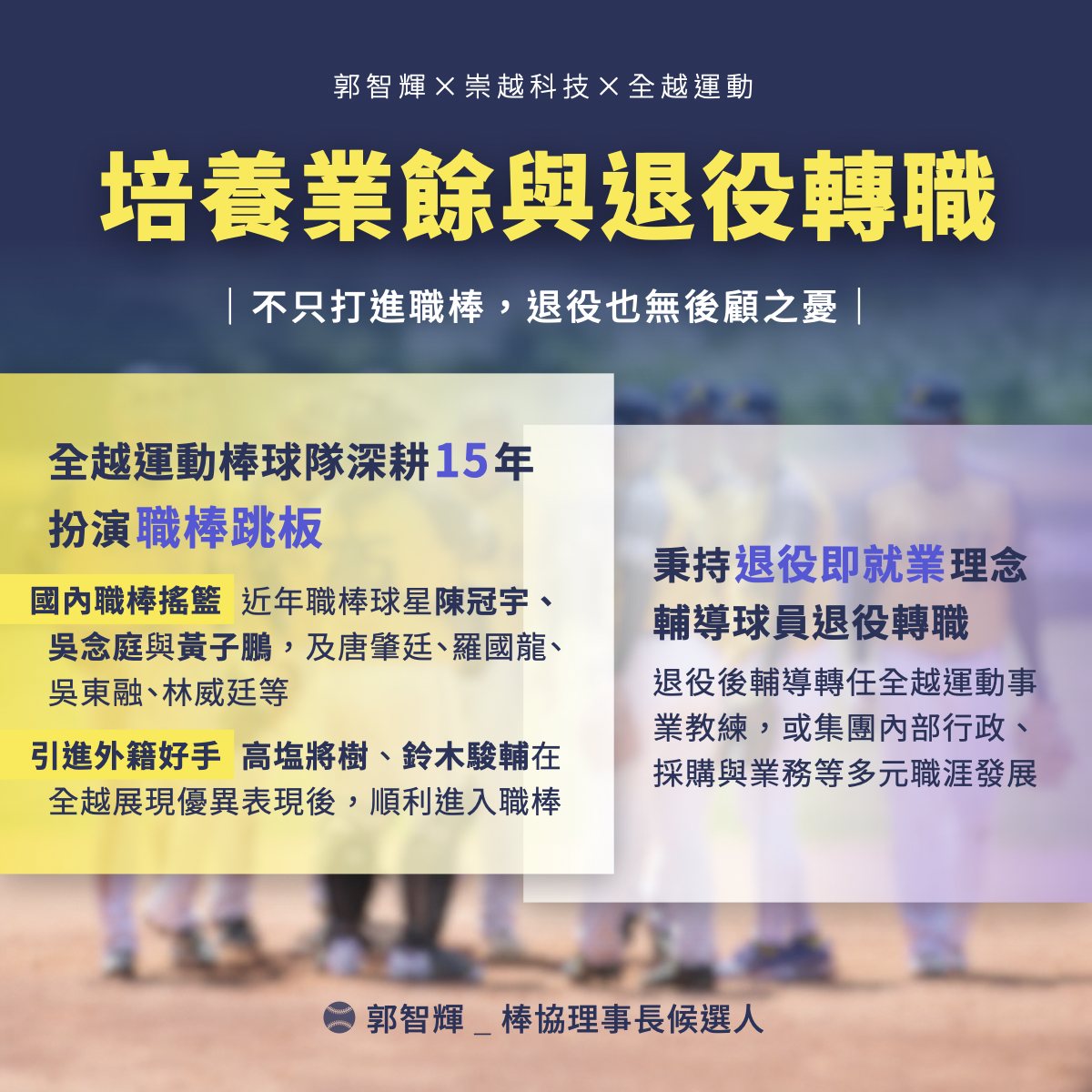 培養業餘與退役轉職——不只打進職棒，退役也無後顧之憂